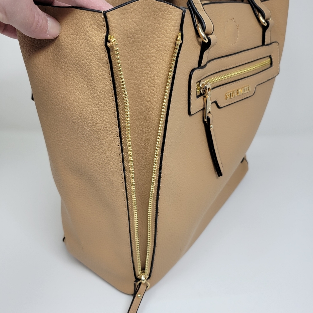 Steve Madden Bterra Tote Bag Saddle Beige Tan Purse Gem